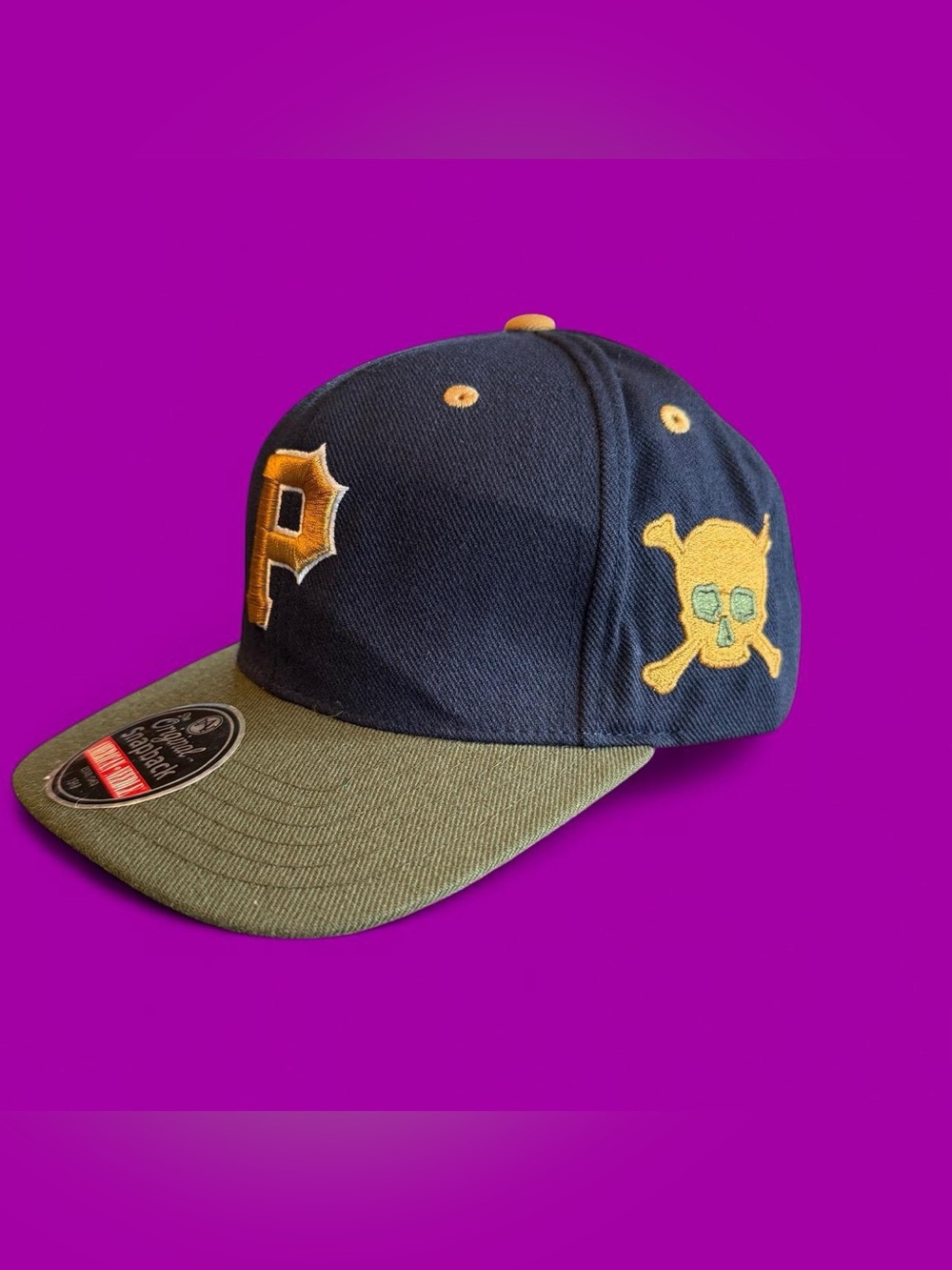 American Needle Navy and Olive Pirate Skull Baseball Cap